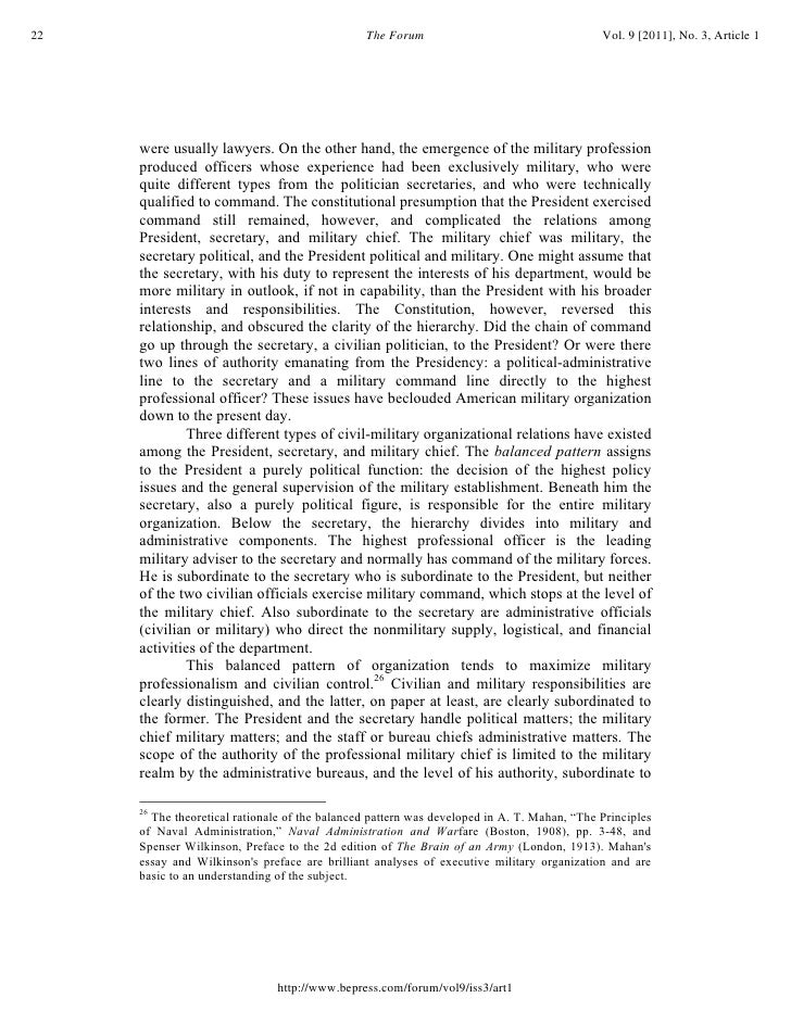 the us constitution provides the framework for civilian control of the armed forces what provides the framework for civilian control of the armed forces